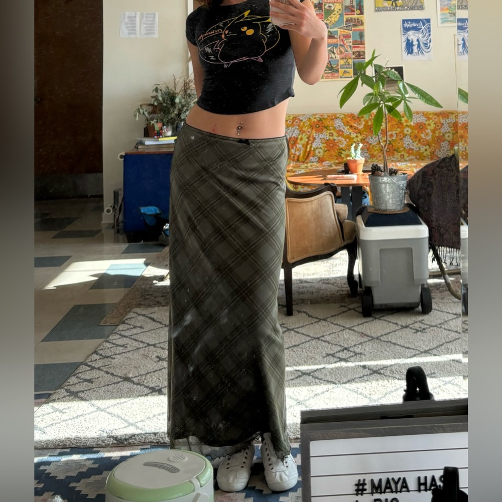 SOLD 🩷 Plaid green maxi skirt 💚